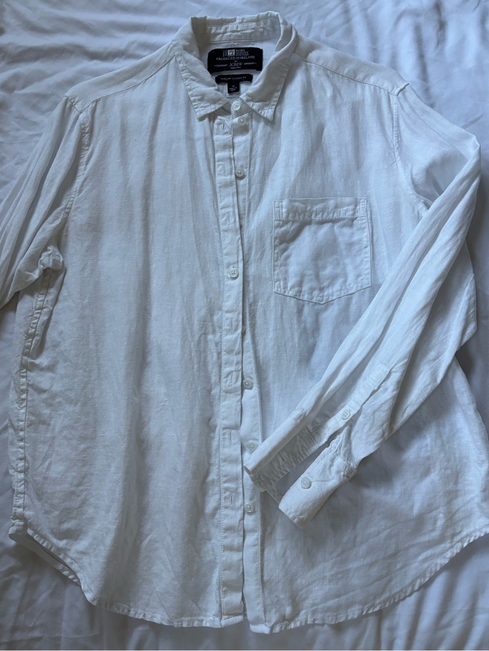 J. Crew White Garçon Classic Fit Linen Button-Down Shirt - Picture 3 of 4